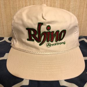 Vintage Rhino Armstrong White Snapback Rope Dad Hat Cap Embroidery